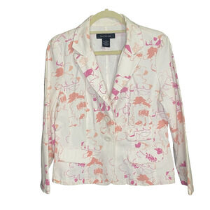 Calvin Klein Blazer Womens Size Large White Pink Business Casual Office Career